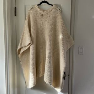 Zara Cream-Colored Knitted Oversized Poncho